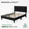 imageNovilla Queen Bed Frame with Headboard Linen Upholstered Bed Frame Queen Size with Wood Slats Support No Box Spring Needed Heavy Duty Feet Easy Assembly BeigeBlack Velvet