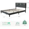 imageNovilla Queen Size Bed Frame Upholstered Platform Bed with Adjustable Headboard Queen Bed Frame Upholstered Platform with Strong Wooden Slats Easy Assembly Dark Grey