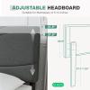 imageNovilla Queen Size Bed Frame Upholstered Platform Bed with Adjustable Headboard Queen Bed Frame Upholstered Platform with Strong Wooden Slats Easy Assembly Dark Grey