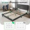 imageNovilla Queen Size Bed Frame Upholstered Platform Bed with Adjustable Headboard Queen Bed Frame Upholstered Platform with Strong Wooden Slats Easy Assembly Dark Grey