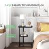 imageNovilla Side Table CShaped Slim End Table Small Side Snack Table for Living Room Bedroom Sofa Couch BlackBlack