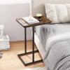 imageNovilla Side Table CShaped Slim End Table Small Side Snack Table for Living Room Bedroom Sofa Couch BlackBrown