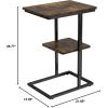 imageNovilla Side Table CShaped Slim End Table Small Side Snack Table for Living Room Bedroom Sofa Couch BlackBrown