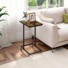 imageNovilla Side Table CShaped Slim End Table Small Side Snack Table for Living Room Bedroom Sofa Couch BlackBrown