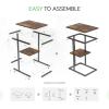 imageNovilla Side Table CShaped Slim End Table Small Side Snack Table for Living Room Bedroom Sofa Couch BlackBrown