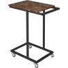 imageNovilla Side Table CShaped Slim End Table Small Side Snack Table for Living Room Bedroom Sofa Couch BlackBrown