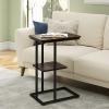 imageNovilla Side Table CShaped Slim End Table Small Side Snack Table for Living Room Bedroom Sofa Couch BlackBrown