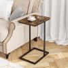 imageNovilla Side Table CShaped Slim End Table Small Side Snack Table for Living Room Bedroom Sofa Couch BlackBrown