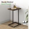 imageNovilla Side Table CShaped Slim End Table Small Side Snack Table for Living Room Bedroom Sofa Couch BlackBrown