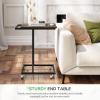 imageNovilla Side Table CShaped Slim End Table Small Side Snack Table for Living Room Bedroom Sofa Couch BlackWalnut