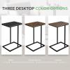imageNovilla Side Table CShaped Slim End Table Small Side Snack Table for Living Room Bedroom Sofa Couch BlackWalnut