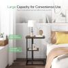 imageNovilla Side Table CShaped Slim End Table Small Side Snack Table for Living Room Bedroom Sofa Couch BlackWalnut