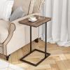imageNovilla Side Table CShaped Slim End Table Small Side Snack Table for Living Room Bedroom Sofa Couch BlackWalnut