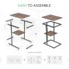 imageNovilla Side Table CShaped Slim End Table Small Side Snack Table for Living Room Bedroom Sofa Couch BlackWalnut