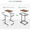 imageNovilla Side Table CShaped Slim End Table Small Side Snack Table for Living Room Bedroom Sofa Couch BlackWalnut