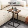 imageNovilla Side Table CShaped Slim End Table Small Side Snack Table for Living Room Bedroom Sofa Couch BlackWalnut