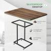 imageNovilla Side Table CShaped Slim End Table Small Side Snack Table for Living Room Bedroom Sofa Couch BlackWalnut