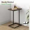 imageNovilla Side Table CShaped Slim End Table Small Side Snack Table for Living Room Bedroom Sofa Couch BlackWalnut