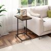 imageNovilla Side Table CShaped Slim End Table Small Side Snack Table for Living Room Bedroom Sofa Couch BlackWalnut