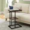 imageNovilla Side Table CShaped Slim End Table Small Side Snack Table for Living Room Bedroom Sofa Couch BlackWalnut