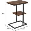 imageNovilla Side Table CShaped Slim End Table Small Side Snack Table for Living Room Bedroom Sofa Couch BlackWalnut