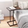 imageNovilla Side Table CShaped Slim End Table Small Side Snack Table for Living Room Bedroom Sofa Couch BlackWalnut