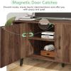 imageNovilla TV Stand for TVs up to 50 Inches Modern Barn Door Entertainment Center TV Console TV Table with Storage Bookcase Shelf for Living Room 43 Inches BrownWalnut