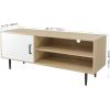 imageNovilla TV Stand for TVs up to 50 Inches Modern Barn Door Entertainment Center TV Console TV Table with Storage Bookcase Shelf for Living Room 43 Inches BrownWhite
