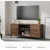 imageNovilla TV Stand for TVs up to 50 Inches Modern Barn Door Entertainment Center TV Console TV Table with Storage Bookcase Shelf for Living Room 43 Inches BrownWalnut