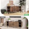 imageNovilla TV Stand for TVs up to 50 Inches Modern Barn Door Entertainment Center TV Console TV Table with Storage Bookcase Shelf for Living Room 43 Inches BrownWalnut