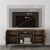 imageNovilla TV Stand for TVs up to 50 Inches Modern Barn Door Entertainment Center TV Console TV Table with Storage Bookcase Shelf for Living Room 43 Inches BrownBrown