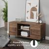 imageNovilla TV Stand for TVs up to 50 Inches Modern Barn Door Entertainment Center TV Console TV Table with Storage Bookcase Shelf for Living Room 43 Inches BrownWalnut