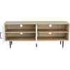 imageNovilla TV Stand for TVs up to 50 Inches Modern Barn Door Entertainment Center TV Console TV Table with Storage Bookcase Shelf for Living Room 43 Inches BrownWhite