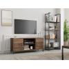 imageNovilla TV Stand for TVs up to 50 Inches Modern Barn Door Entertainment Center TV Console TV Table with Storage Bookcase Shelf for Living Room 43 Inches BrownWalnut