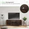 imageNovilla TV Stand for TVs up to 50 Inches Modern Barn Door Entertainment Center TV Console TV Table with Storage Bookcase Shelf for Living Room 43 Inches BrownWalnut