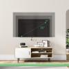 imageNovilla TV Stand for TVs up to 50 Inches Modern Barn Door Entertainment Center TV Console TV Table with Storage Bookcase Shelf for Living Room 43 Inches BrownWhite
