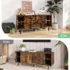 imageNovilla TV Stand for TVs up to 50 Inches Modern Barn Door Entertainment Center TV Console TV Table with Storage Bookcase Shelf for Living Room 43 Inches BrownBrown