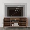imageNovilla TV Stand for TVs up to 50 Inches Modern Barn Door Entertainment Center TV Console TV Table with Storage Bookcase Shelf for Living Room 43 Inches BrownWalnut