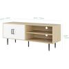 imageNovilla TV Stand for TVs up to 50 Inches Modern Barn Door Entertainment Center TV Console TV Table with Storage Bookcase Shelf for Living Room 43 Inches BrownWhite