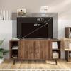 imageNovilla TV Stand for TVs up to 50 Inches Modern Barn Door Entertainment Center TV Console TV Table with Storage Bookcase Shelf for Living Room 43 Inches BrownWalnut