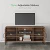 imageNovilla TV Stand for TVs up to 50 Inches Modern Barn Door Entertainment Center TV Console TV Table with Storage Bookcase Shelf for Living Room 43 Inches BrownWalnut