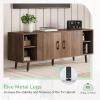 imageNovilla TV Stand for TVs up to 50 Inches Modern Barn Door Entertainment Center TV Console TV Table with Storage Bookcase Shelf for Living Room 43 Inches BrownWalnut