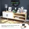 imageNovilla TV Stand for TVs up to 50 Inches Modern Barn Door Entertainment Center TV Console TV Table with Storage Bookcase Shelf for Living Room 43 Inches BrownWhite
