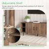 imageNovilla TV Stand for TVs up to 50 Inches Modern Barn Door Entertainment Center TV Console TV Table with Storage Bookcase Shelf for Living Room 43 Inches BrownWalnut
