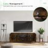 imageNovilla TV Stand for TVs up to 50 Inches Modern Barn Door Entertainment Center TV Console TV Table with Storage Bookcase Shelf for Living Room 43 Inches BrownBrown