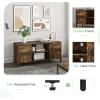 imageNovilla TV Stand for TVs up to 50 Inches Modern Barn Door Entertainment Center TV Console TV Table with Storage Bookcase Shelf for Living Room 43 Inches BrownBrown