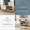 imageNovilla TV Stand for TVs up to 50 Inches Modern Barn Door Entertainment Center TV Console TV Table with Storage Bookcase Shelf for Living Room 43 Inches BrownWhite