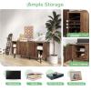 imageNovilla TV Stand for TVs up to 50 Inches Modern Barn Door Entertainment Center TV Console TV Table with Storage Bookcase Shelf for Living Room 43 Inches BrownWalnut
