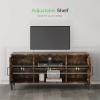 imageNovilla TV Stand for TVs up to 50 Inches Modern Barn Door Entertainment Center TV Console TV Table with Storage Bookcase Shelf for Living Room 43 Inches BrownBrown