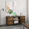 imageNovilla TV Stand for TVs up to 50 Inches Modern Barn Door Entertainment Center TV Console TV Table with Storage Bookcase Shelf for Living Room 43 Inches BrownBrown